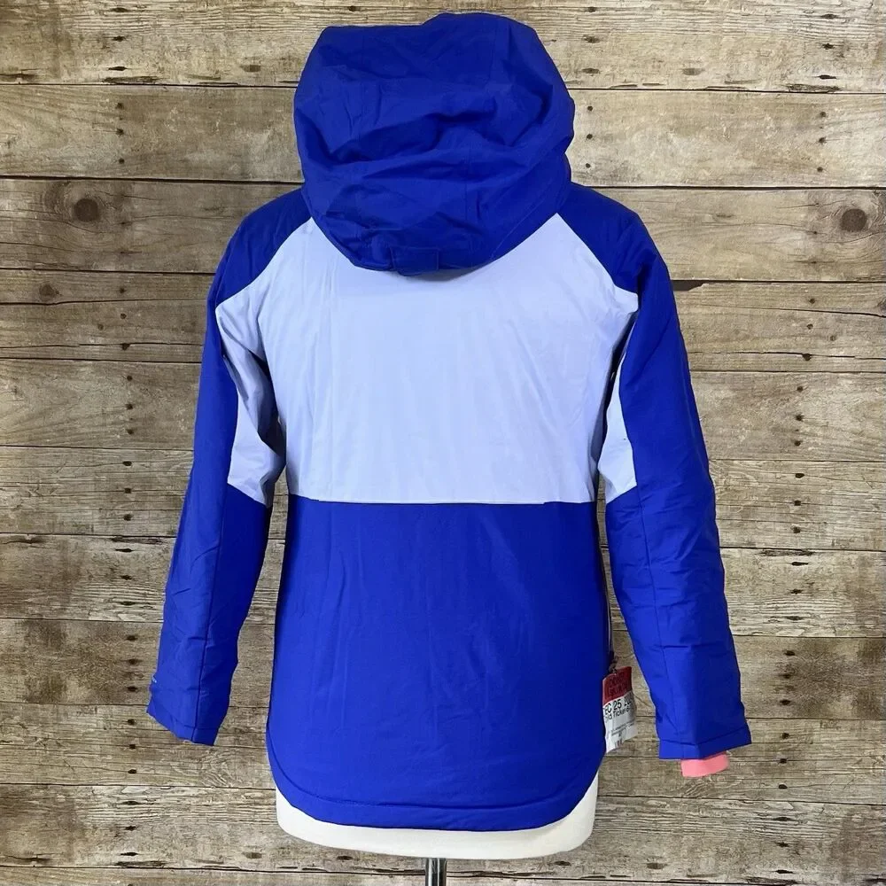 Columbia Omni-Tech Kids Blue Gray Colorblock Waterproof‎ Hooded Ski Jacket Parka